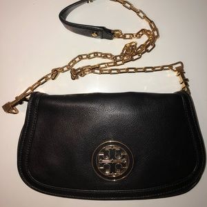 Tory Butch Black Amanda Logo Clutch